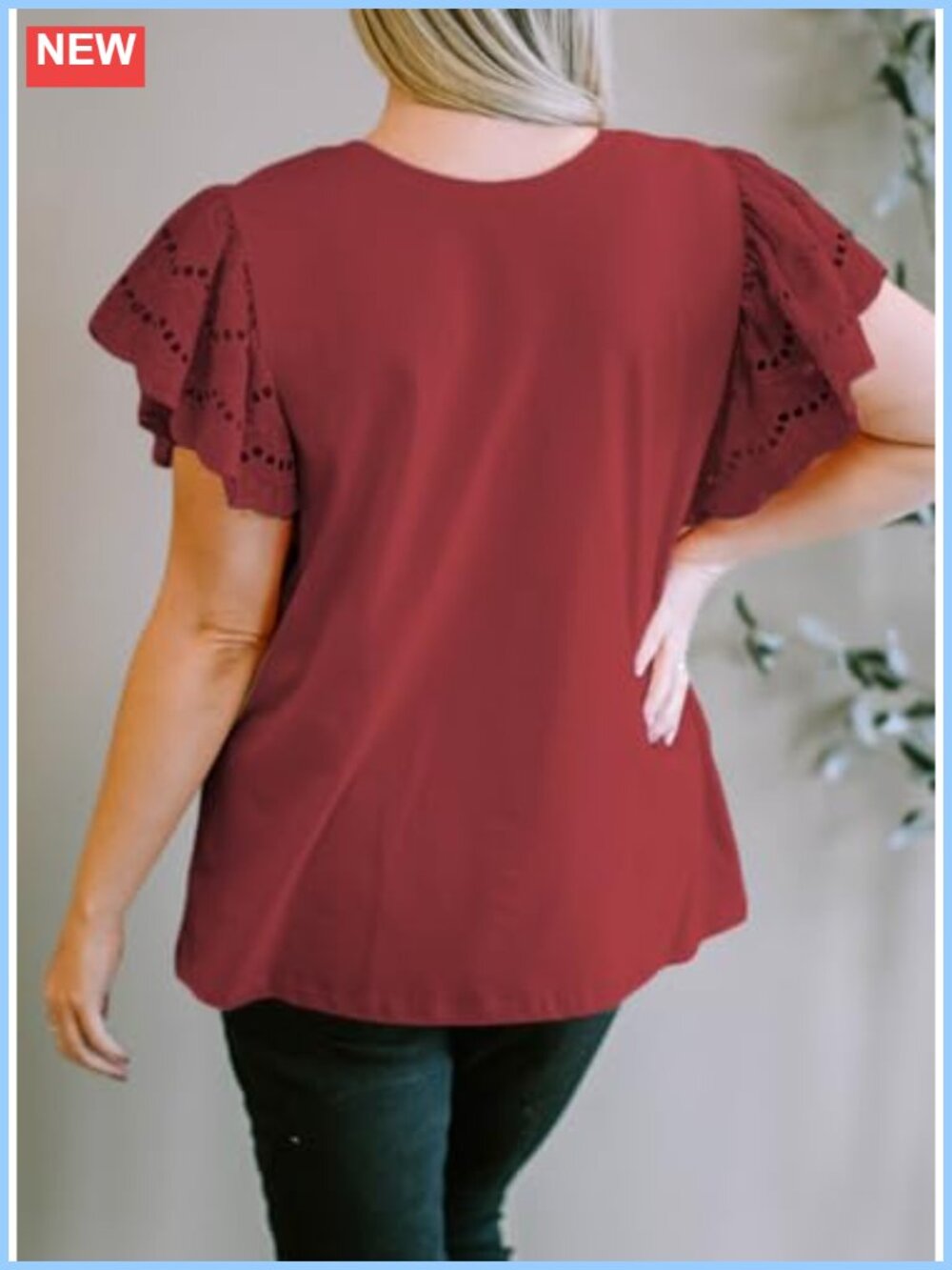 Plus Size Tunic Top Short Sleeve Round Neck Hollow Out Casual Loose Tee - Picture 2 of 6